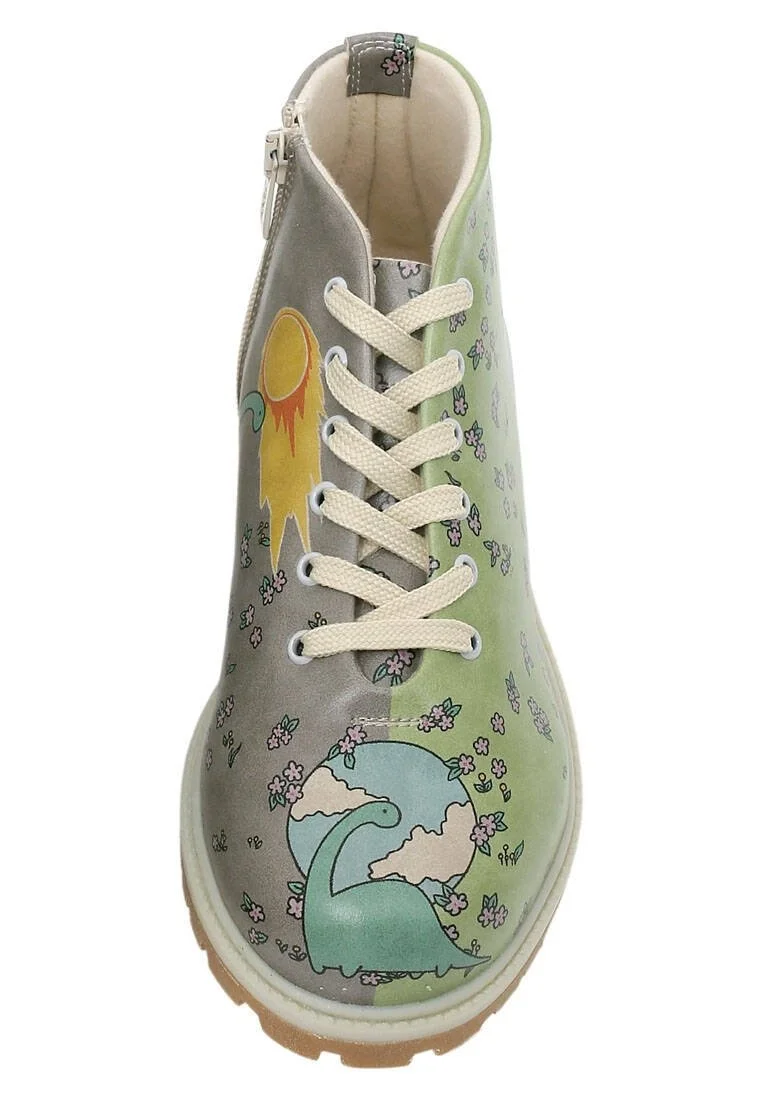 Women Vegan Leather Multicolor Ankle Boots - Life Goes On Design