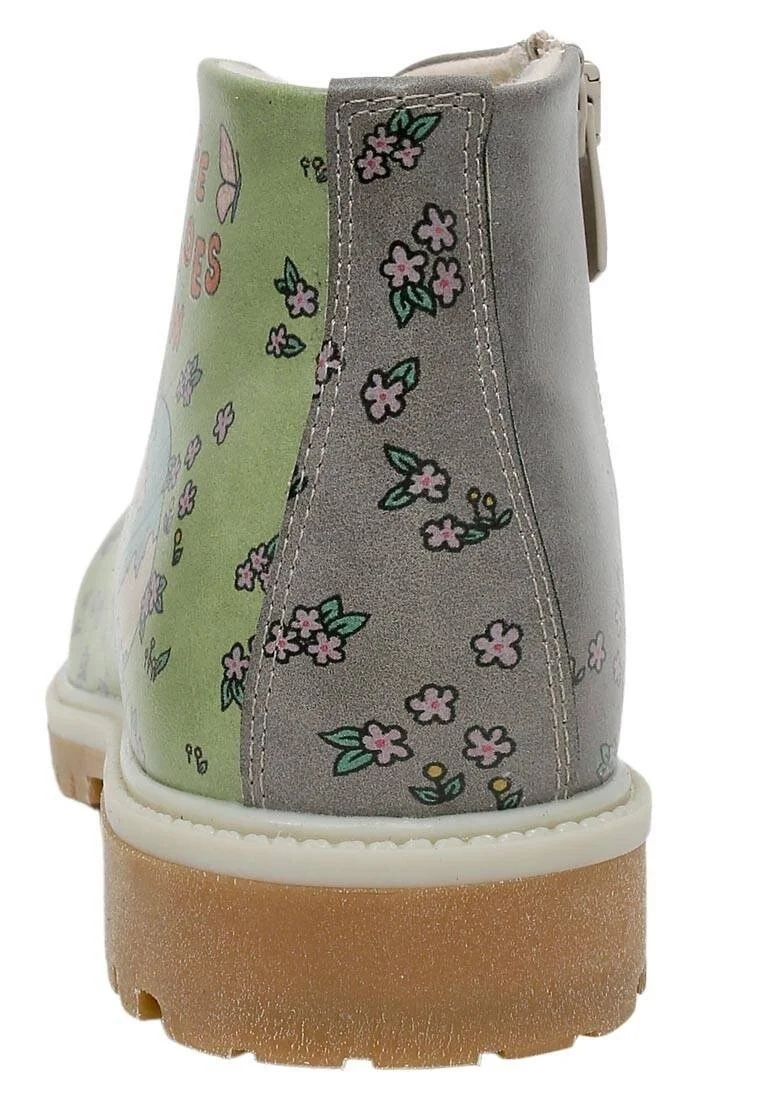 Women Vegan Leather Multicolor Ankle Boots - Life Goes On Design