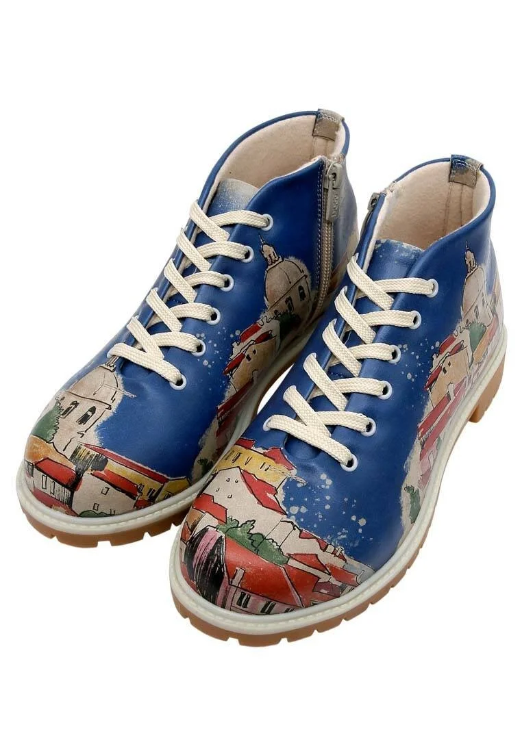 Women Vegan Leather Multicolor Ankle Boots - On the Roofs Design