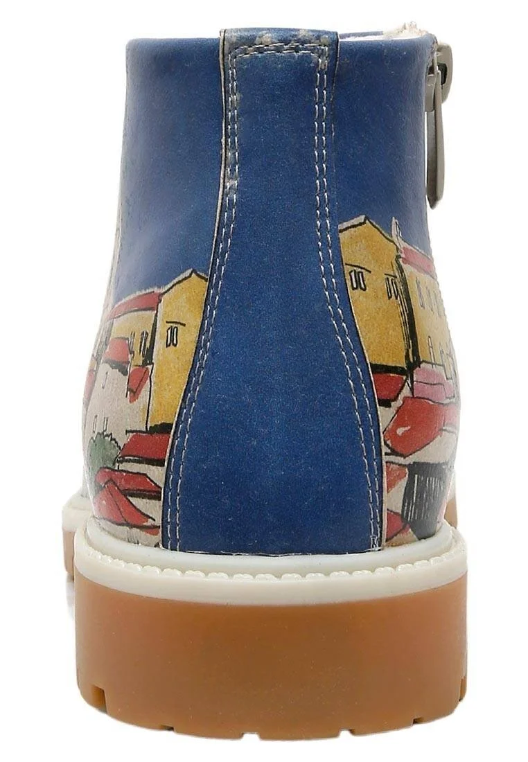 Women Vegan Leather Multicolor Ankle Boots - On the Roofs Design