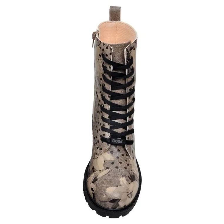 Women Vegan Leather Gray Zipper Long Boots - Black Dress Design