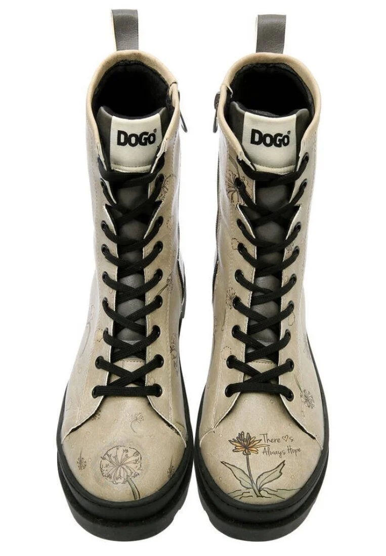 Women Vegan Leather Beige Zipper Long Boots - There is always Hope Design
