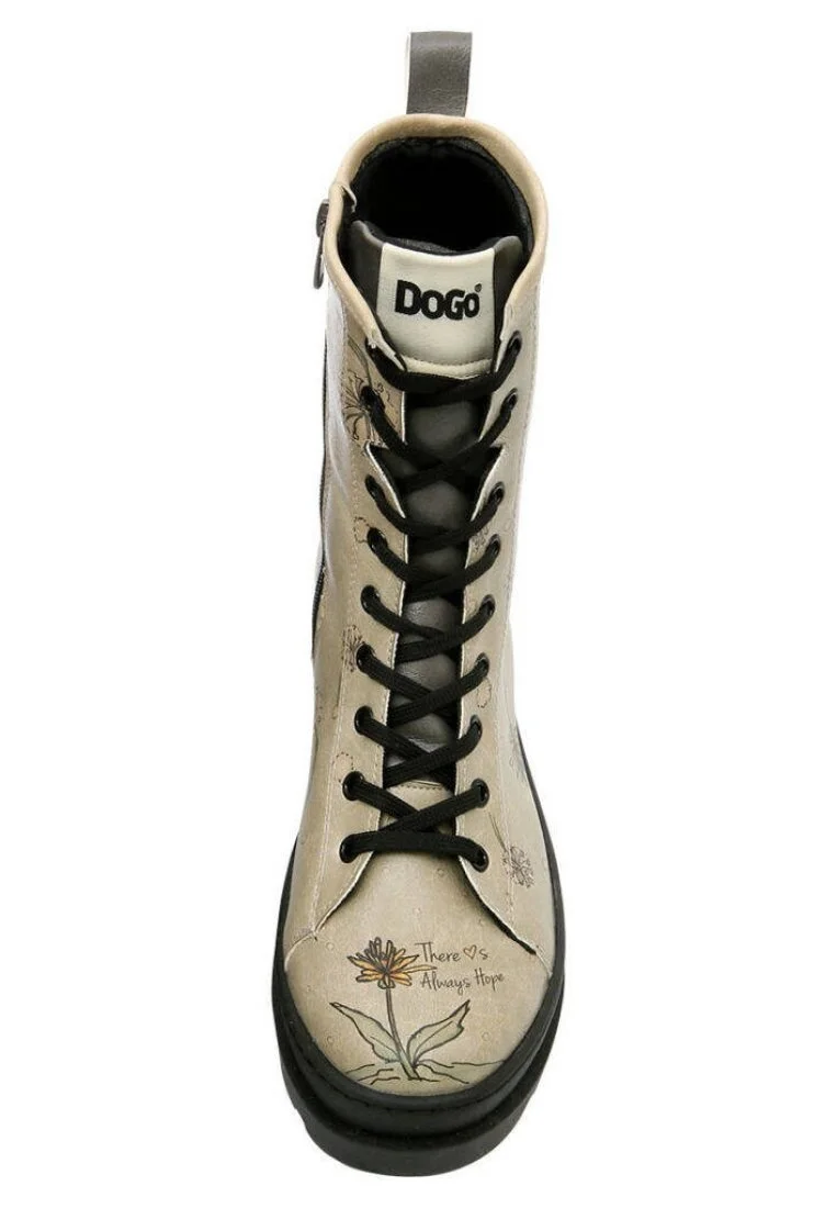 Women Vegan Leather Beige Zipper Long Boots - There is always Hope Design