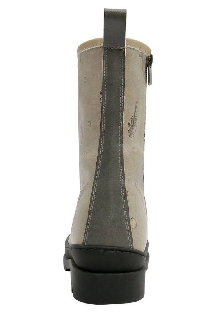 Women Vegan Leather Beige Zipper Long Boots - There is always Hope Design