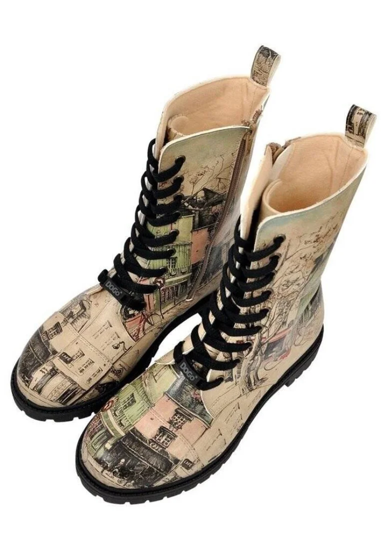 Women Vegan Leather Beige Zipper Long Boots - Bonjour Paris Design