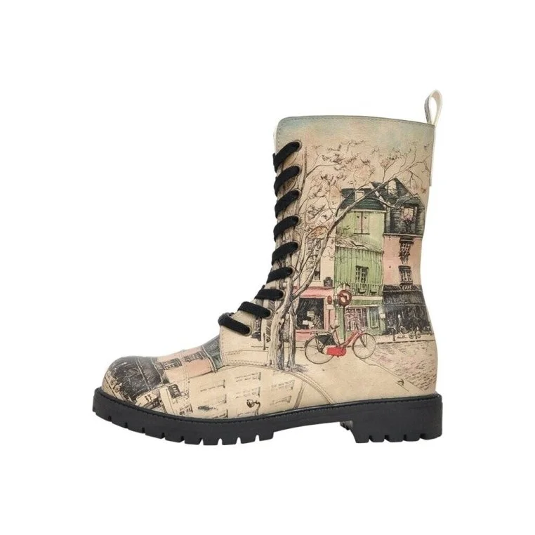 Women Vegan Leather Beige Zipper Long Boots - Bonjour Paris Design