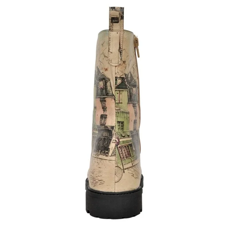Women Vegan Leather Beige Zipper Long Boots - Bonjour Paris Design