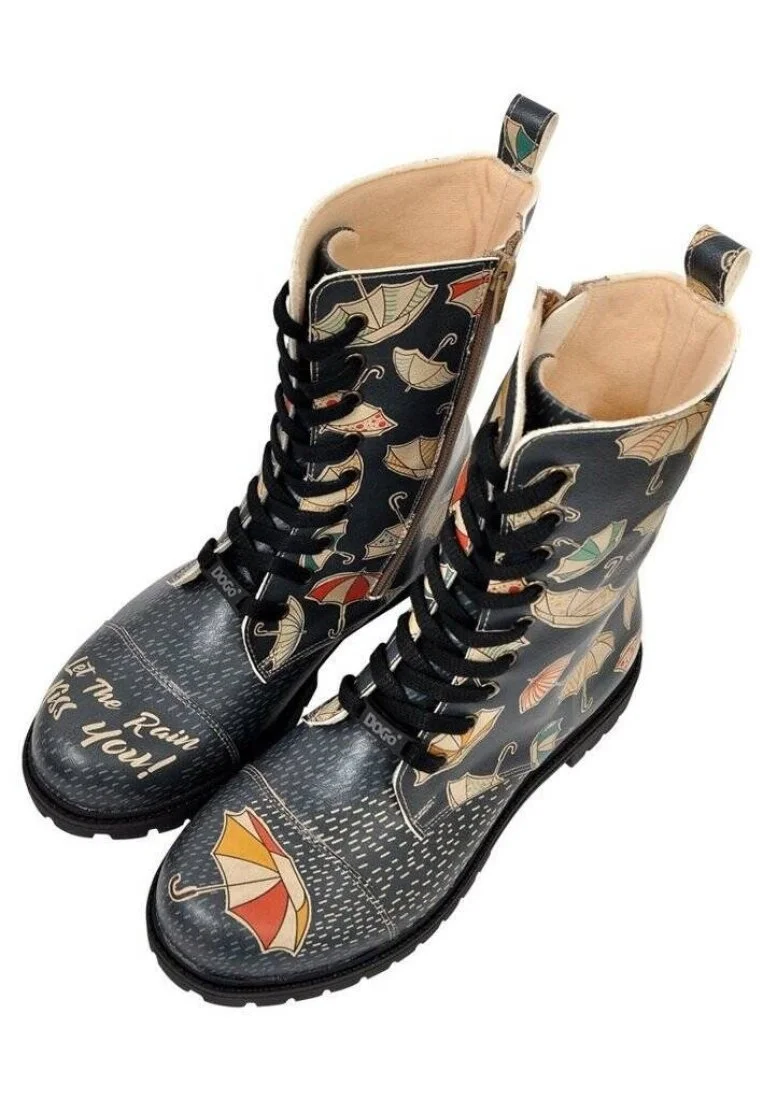 Women Vegan Leather Black Zipper Long Boots - Let The Rain Kiss You Design