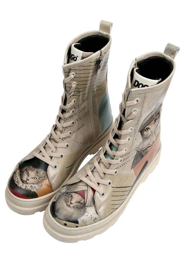 Women Vegan Leather Beige Zipper Long Boots - Mon Cher Design