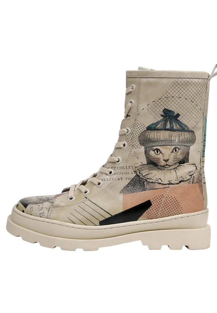 Women Vegan Leather Beige Zipper Long Boots - Mon Cher Design