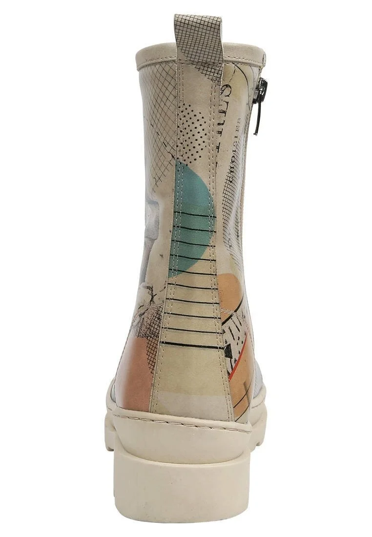 Women Vegan Leather Beige Zipper Long Boots - Mon Cher Design