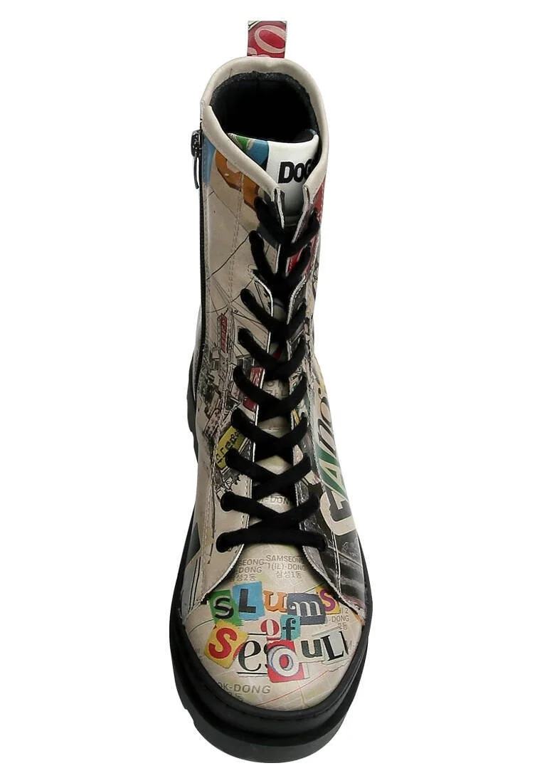 Women Vegan Leather Multicolor Zipper Long Boots - Not Gangnam Design