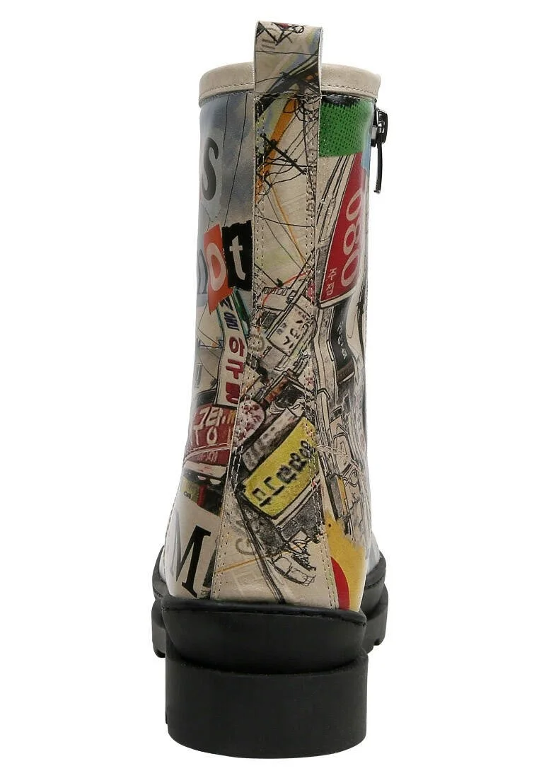 Women Vegan Leather Multicolor Zipper Long Boots - Not Gangnam Design