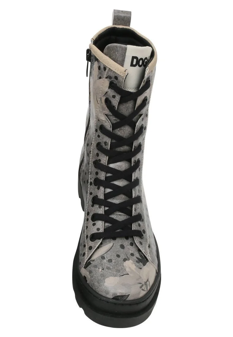 Women Vegan Leather Gray Zipper Long Boots - Black dress Design