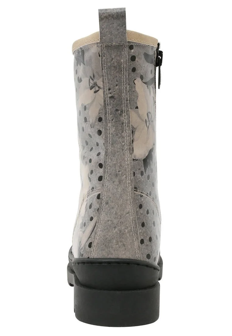 Women Vegan Leather Gray Zipper Long Boots - Black dress Design