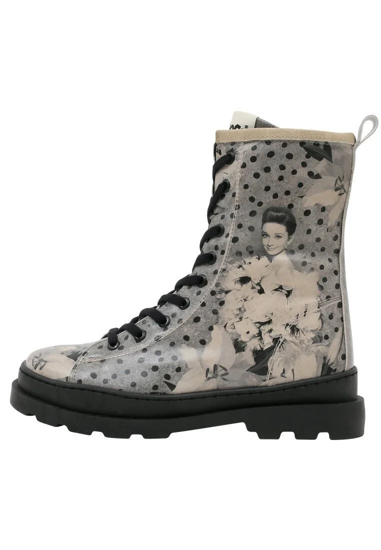 Women Vegan Leather Gray Zipper Long Boots - Black dress Design