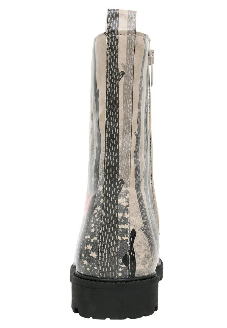 Women Vegan Leather Black Zipper Long Boots - You are the Colour of My Life Design