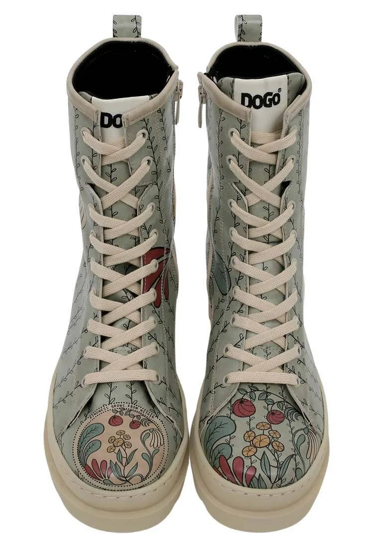Women Vegan Leather Turquoise Long Boots - Kindness Grows Design