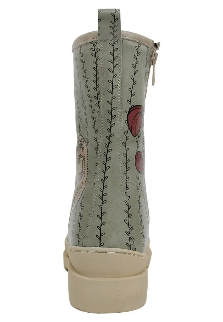 Women Vegan Leather Turquoise Long Boots - Kindness Grows Design