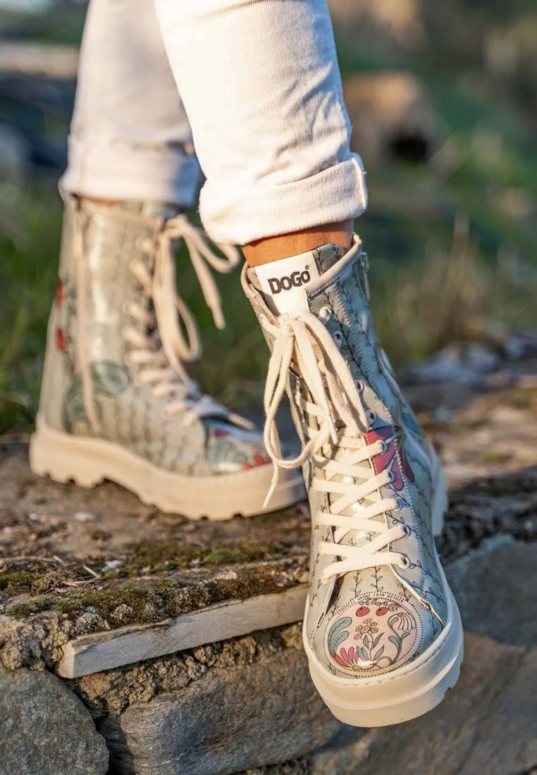 Women Vegan Leather Turquoise Long Boots - Kindness Grows Design