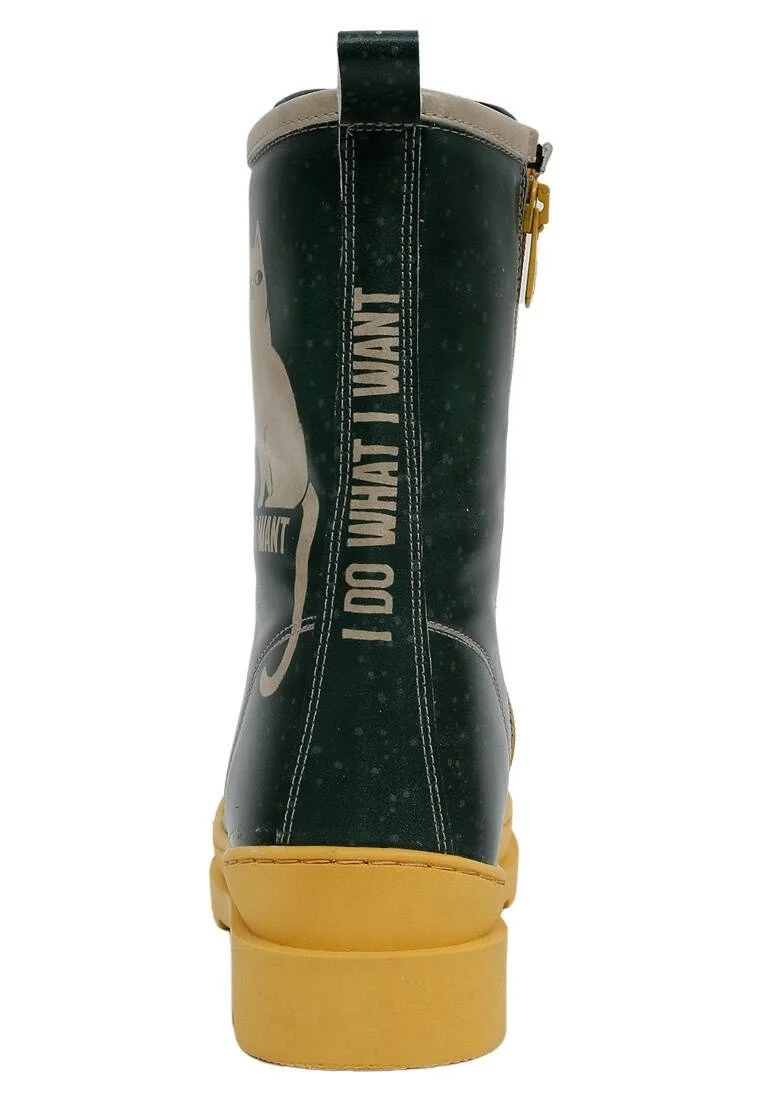 Women Vegan Leather Multicolor Long Boots - I Do What I Want Design