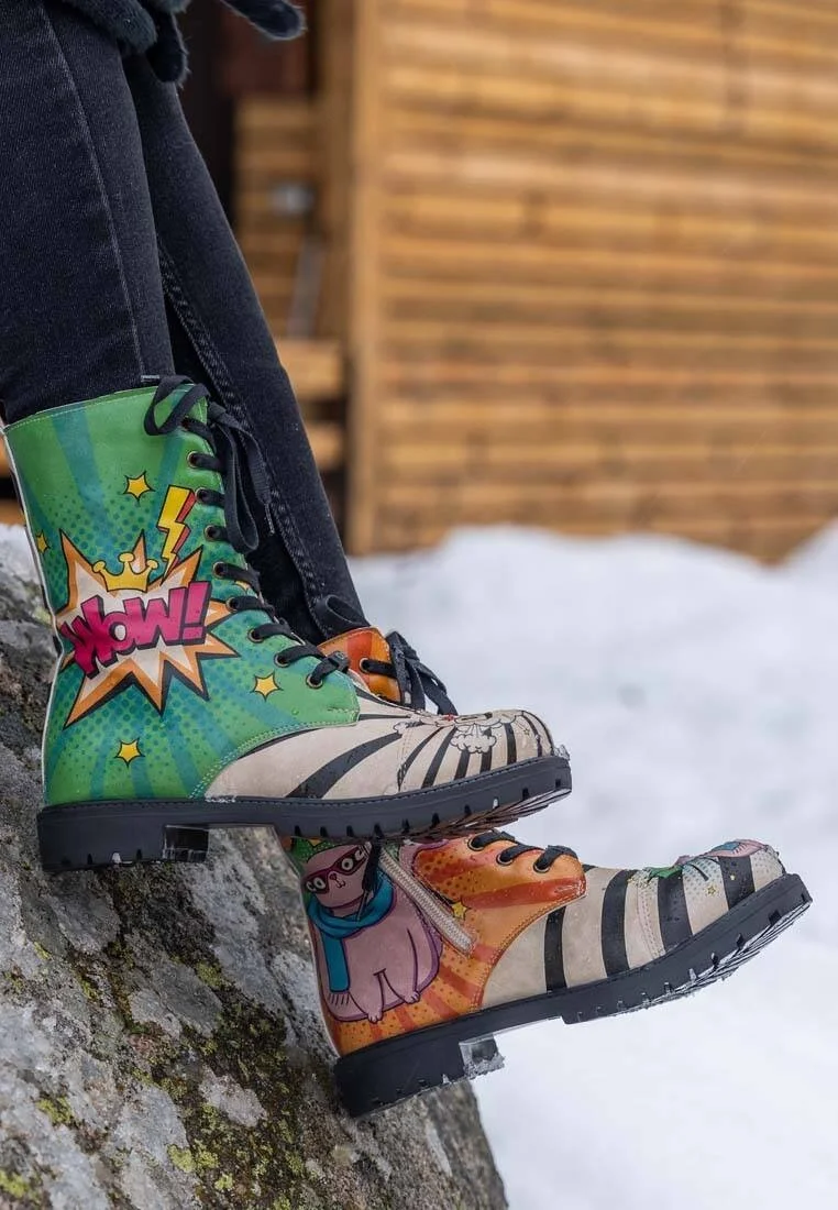 Women Vegan Leather Multicolor Long Boots - Dogo Cool Design