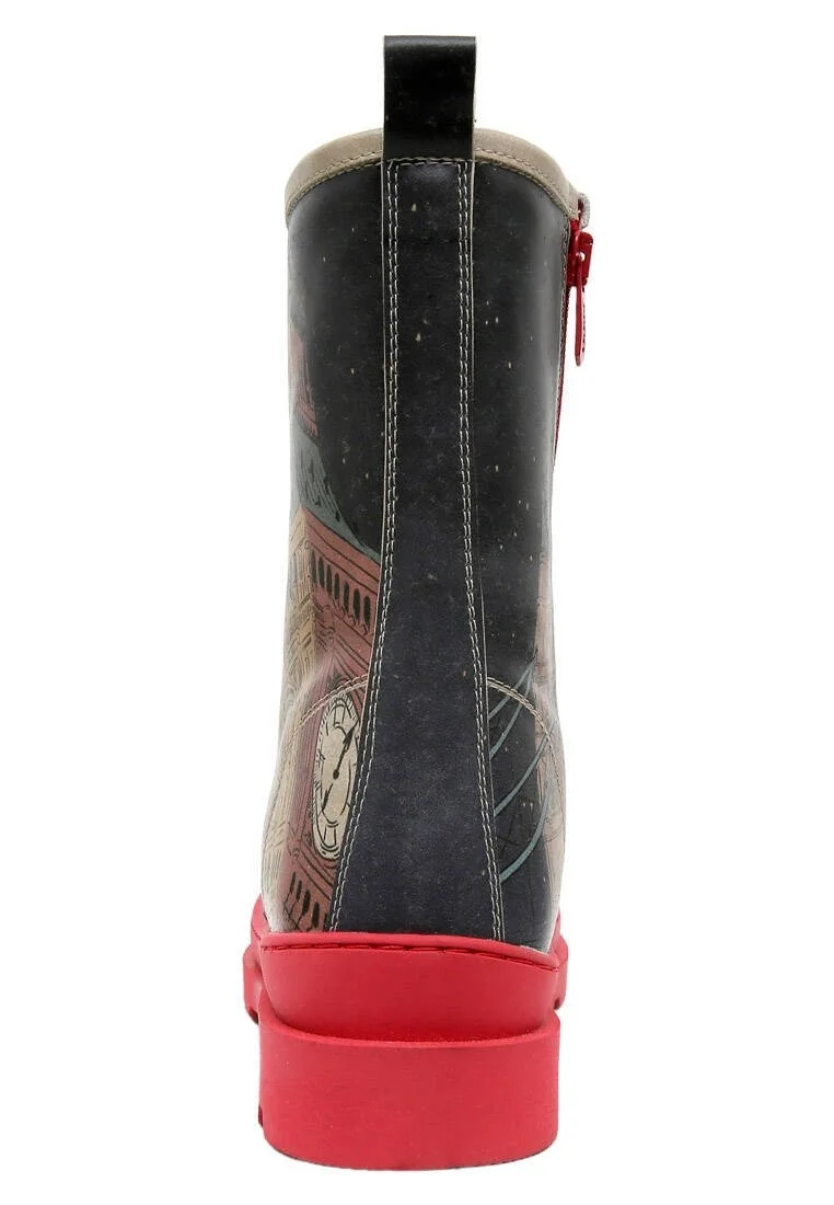 Women Vegan Leather Black Zipper Long Boots - It's the Time for London Design