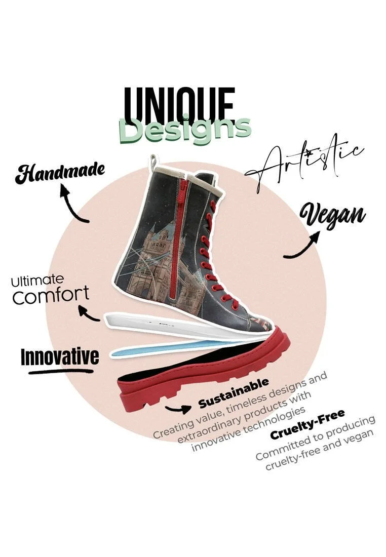 Women Vegan Leather Black Zipper Long Boots - It's the Time for London Design