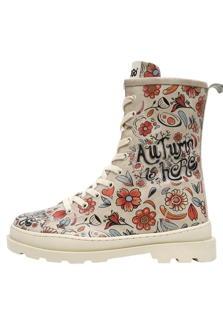 Women Vegan Leather Beige Zipper Long Boots - Autumn is Back Design