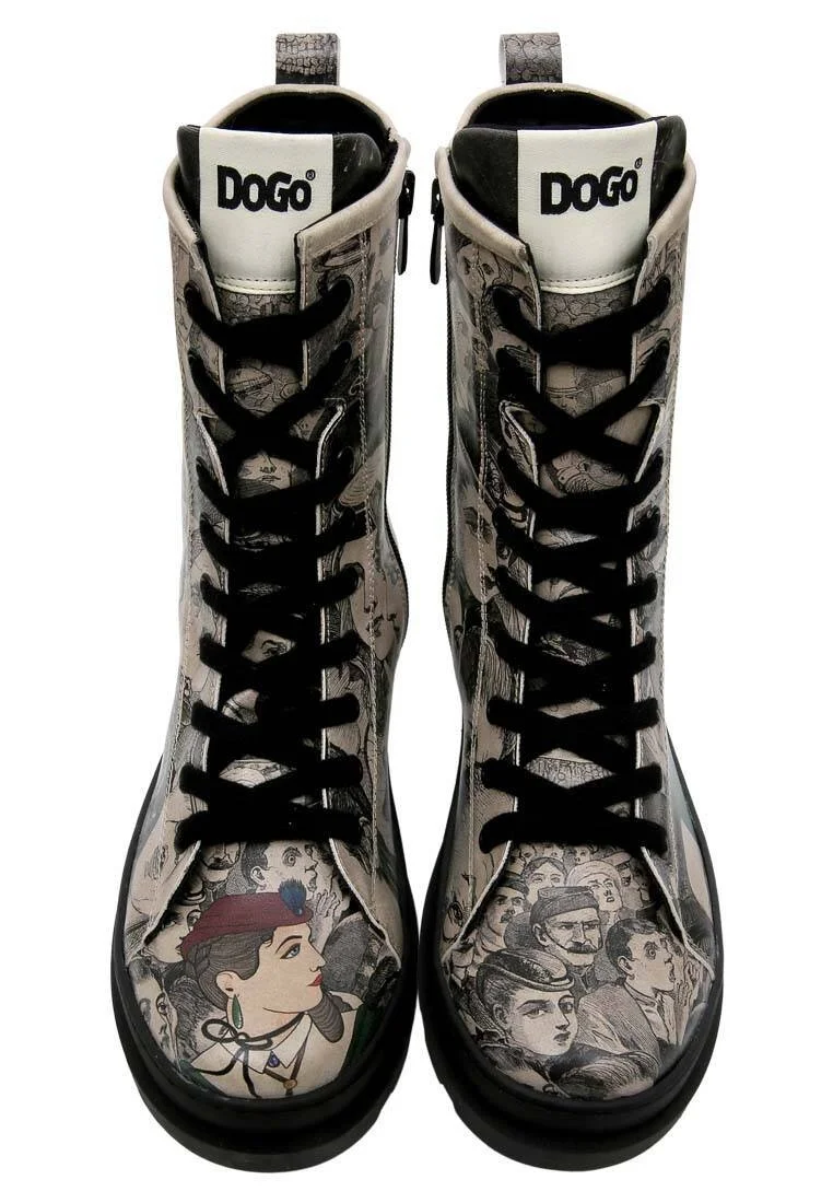 Women Vegan Leather Black Zipper Long Boots - Colorful Lady Design