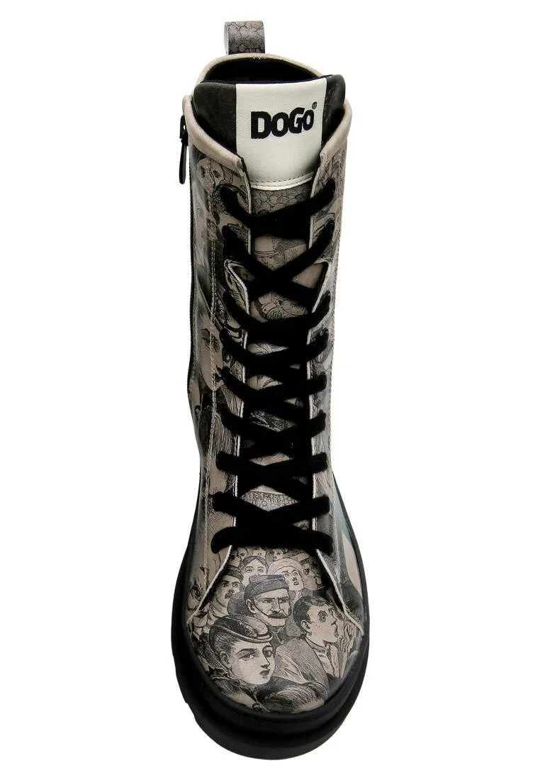 Women Vegan Leather Black Zipper Long Boots - Colorful Lady Design