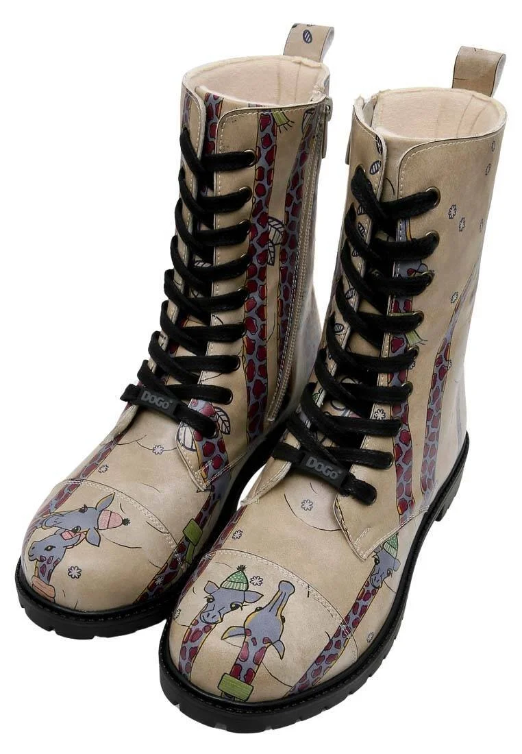 Women Vegan Leather Beige Zipper Long Boots - Sky-High Love Design