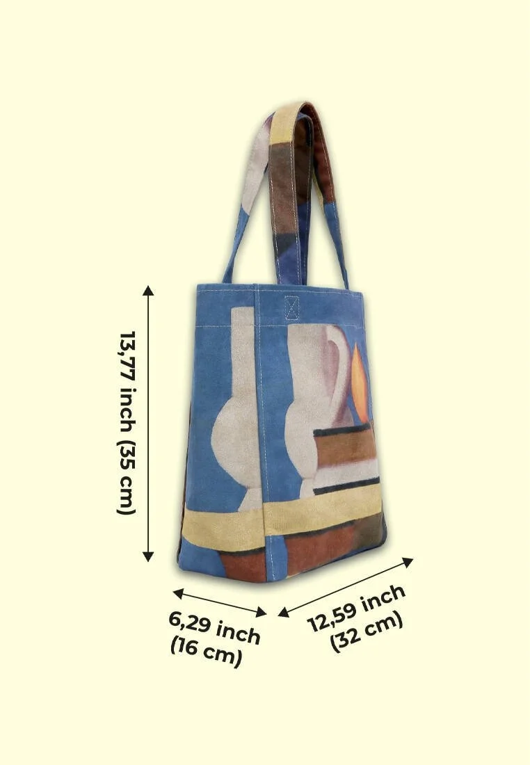 Kadın Vegan Çok Renkli Large Tote Bag - Arrangement with White Jug Tasarım