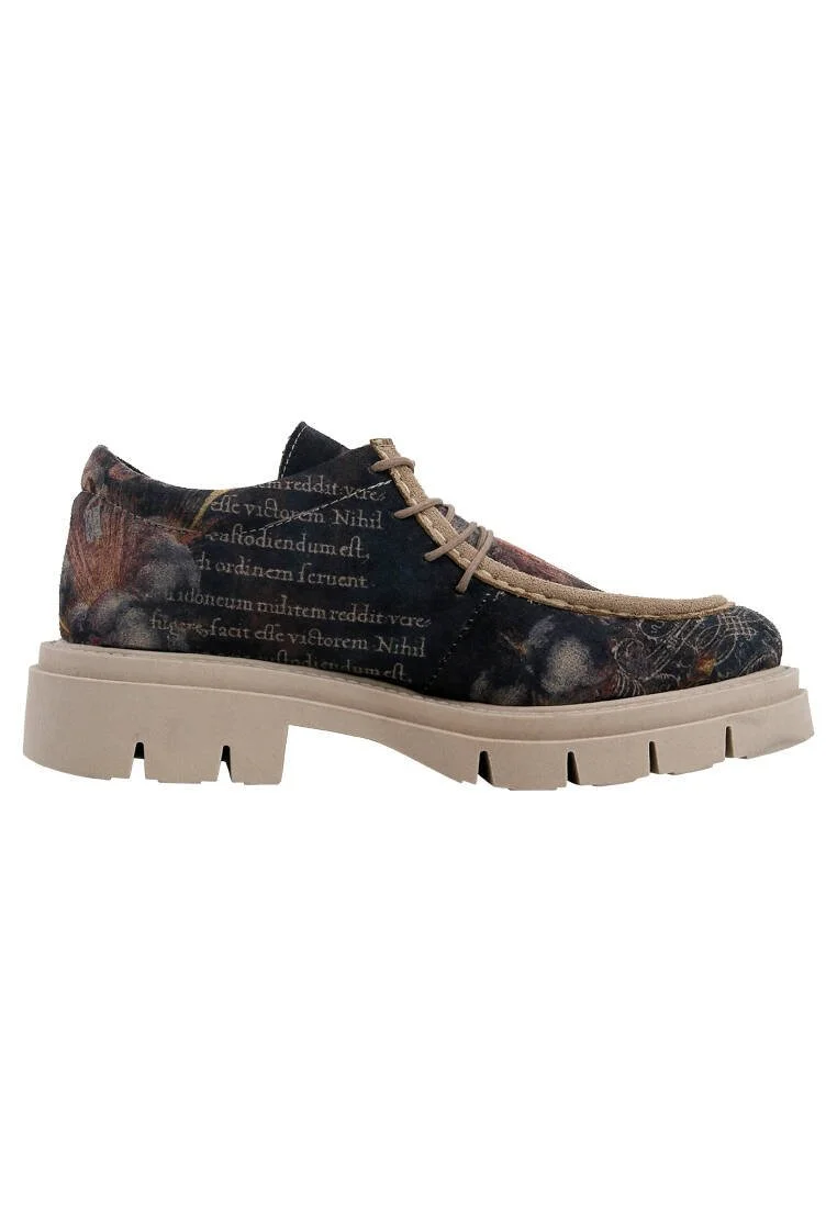 Women Vegan Multicolor Loafers - The Model Book of Calligraphy Design