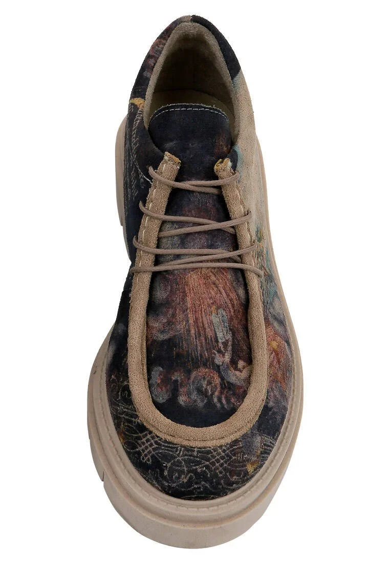 Women Vegan Multicolor Loafers - The Model Book of Calligraphy Design
