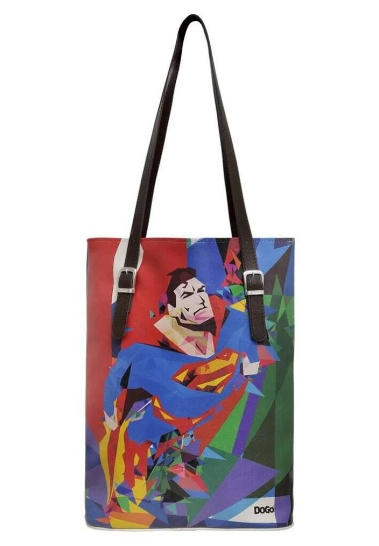 Women Vegan Multicolor Shoulder Bag - Warner Bros Superman Super Polygon Design