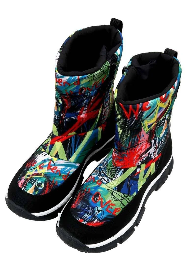 Women Vegan Multicolor Snow Boots - The Weekend is Over Design