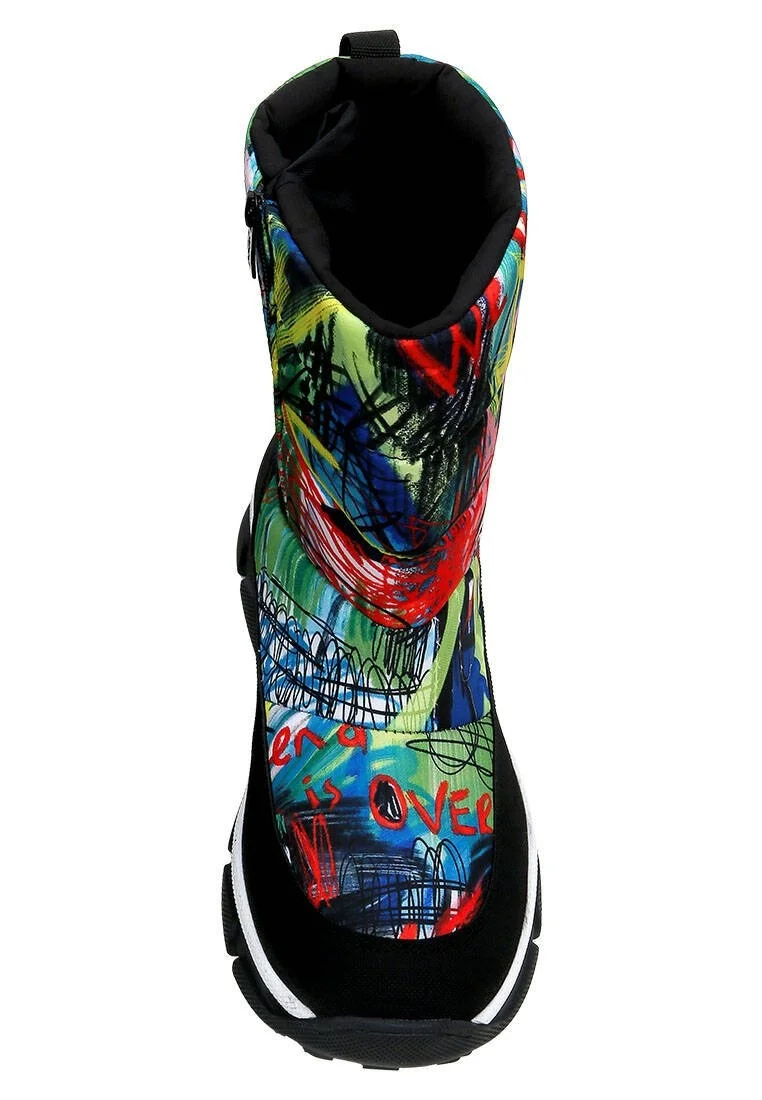 Women Vegan Multicolor Snow Boots - The Weekend is Over Design