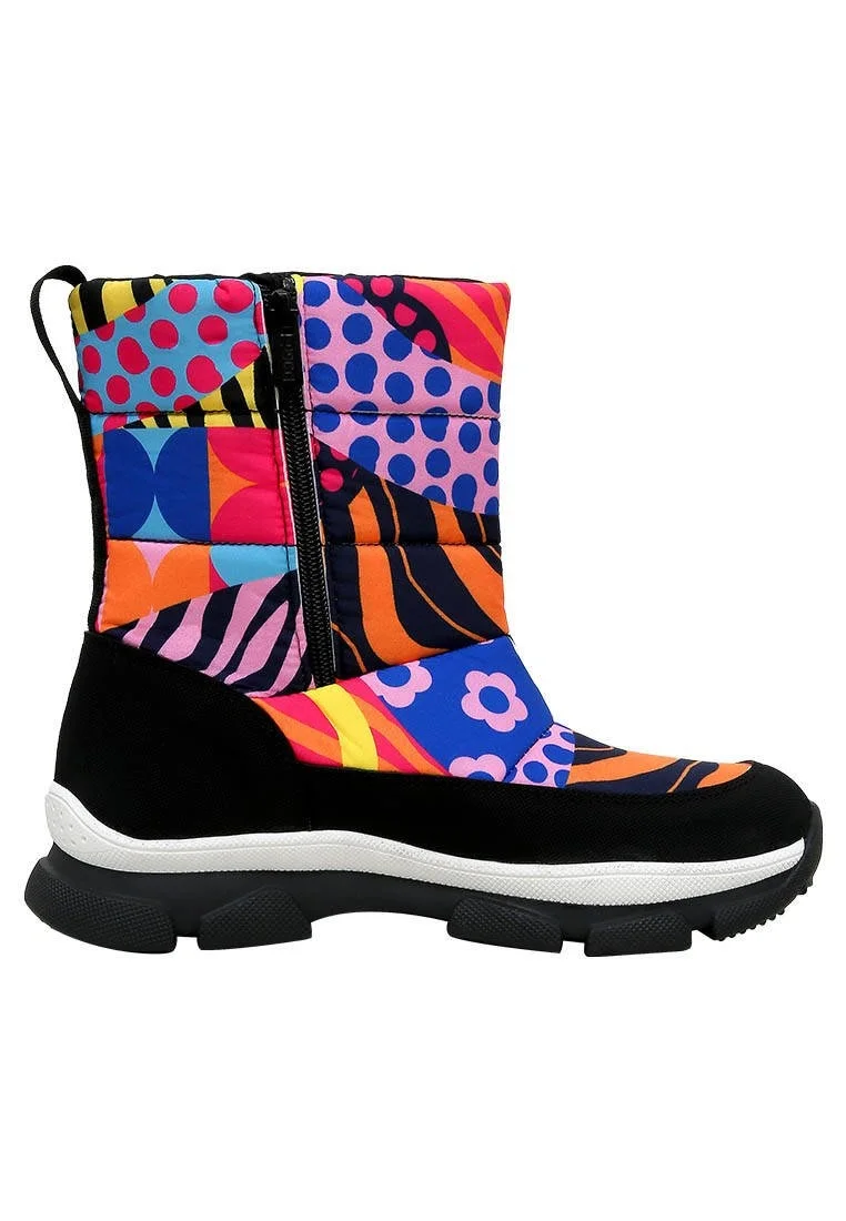 Women Vegan Multicolor Snow Boots - Color Blast Design