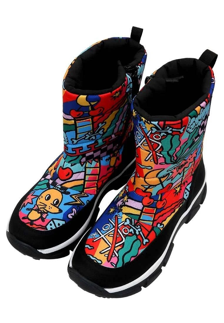 Women Vegan Multicolor Snow Boots - It is Okay Design