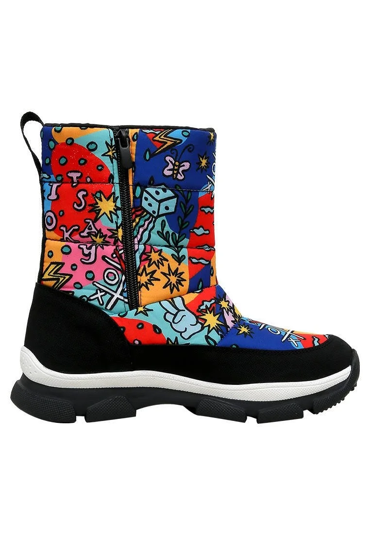 Women Vegan Multicolor Snow Boots - It is Okay Design