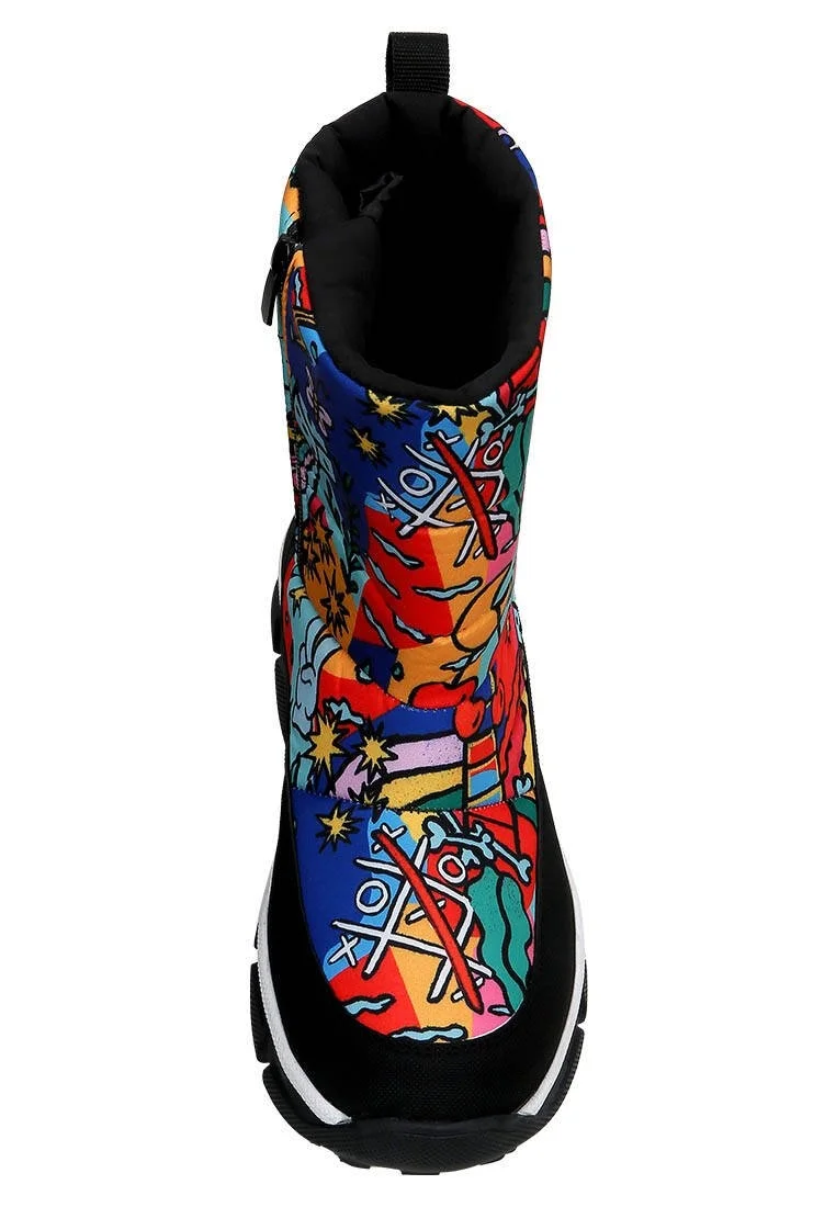 Women Vegan Multicolor Snow Boots - It is Okay Design