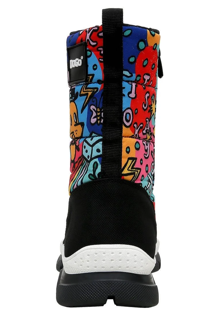 Women Vegan Multicolor Snow Boots - It is Okay Design