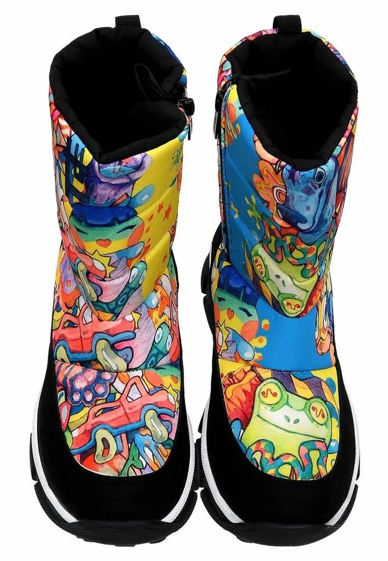 Women Vegan Multicolor Snow Boots - Wackadoo Design