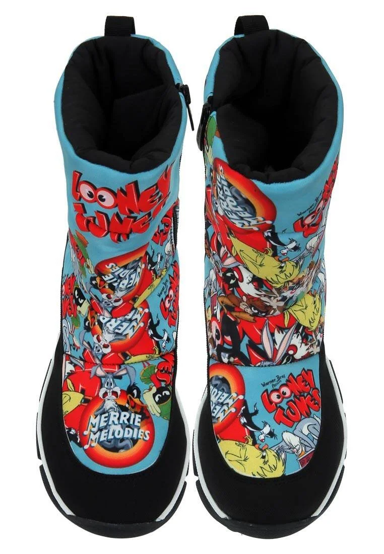 Women Vegan Multicolor Snow Boots - Warner Bros Looney Tunes The Toon Parade Design
