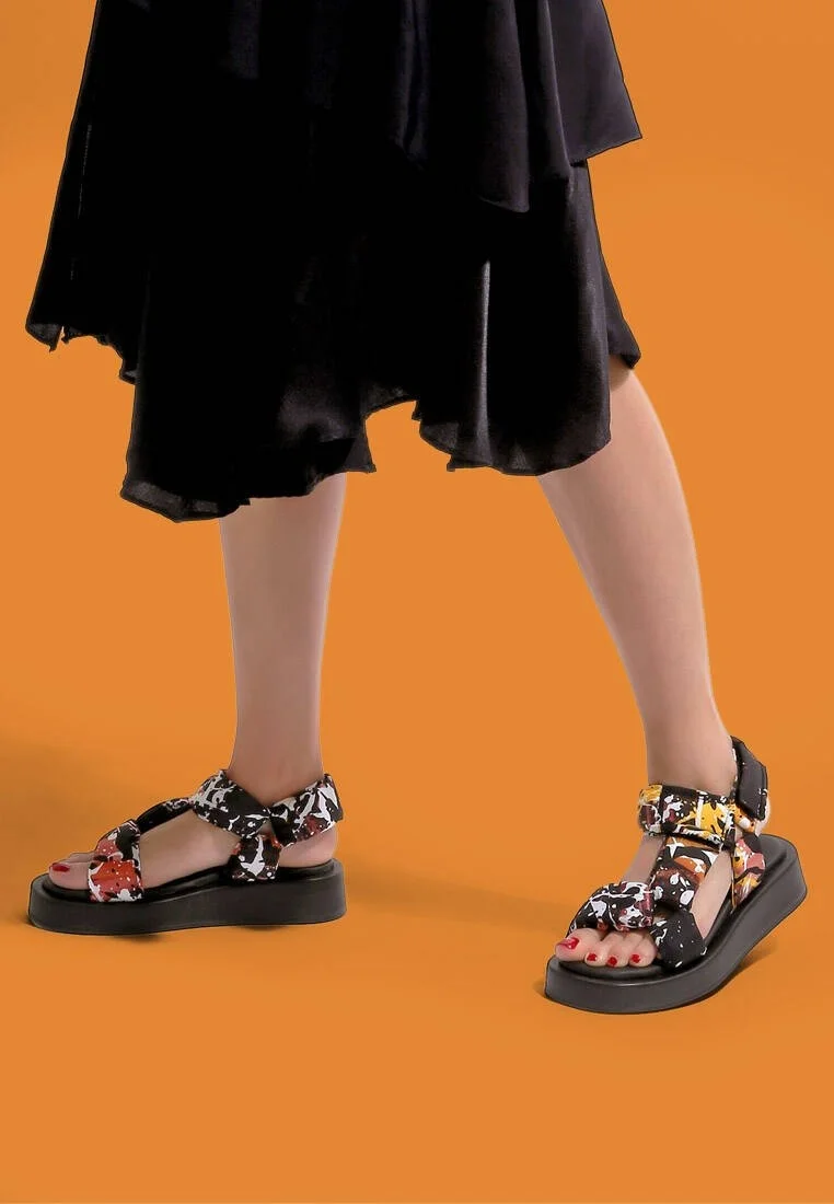 Women Vegan Multicolor Wedge Sandals - Colors of Chaos Design
