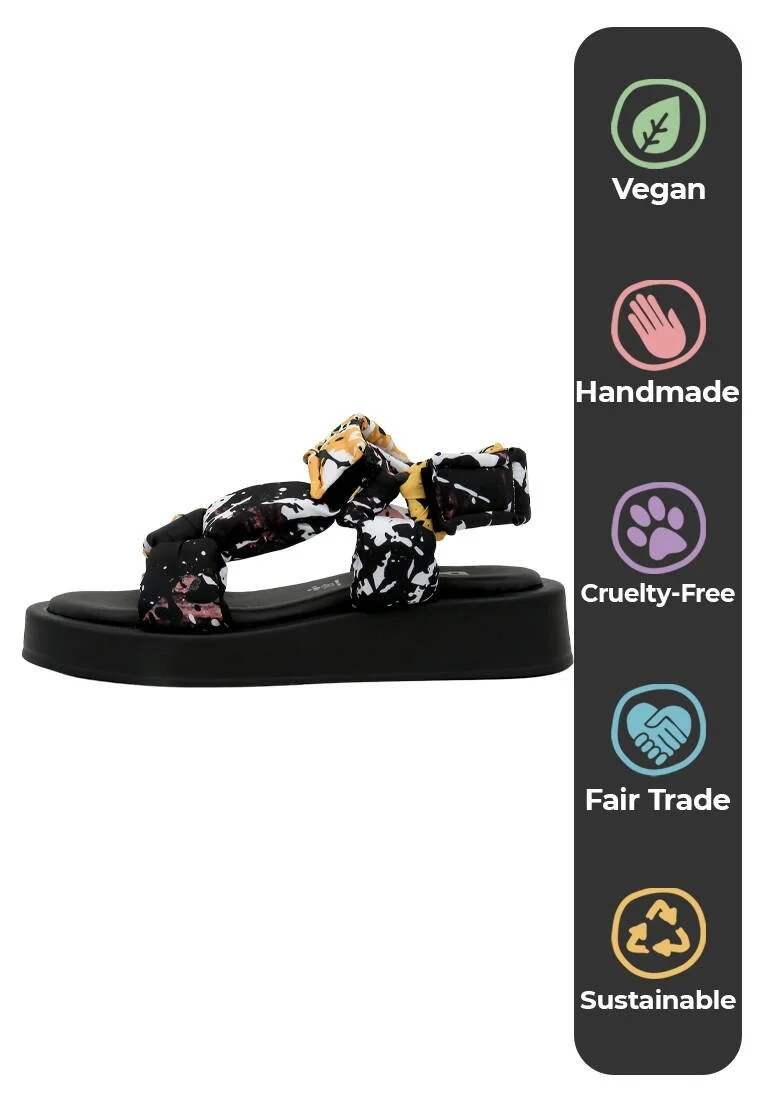 Women Vegan Multicolor Wedge Sandals - Colors of Chaos Design