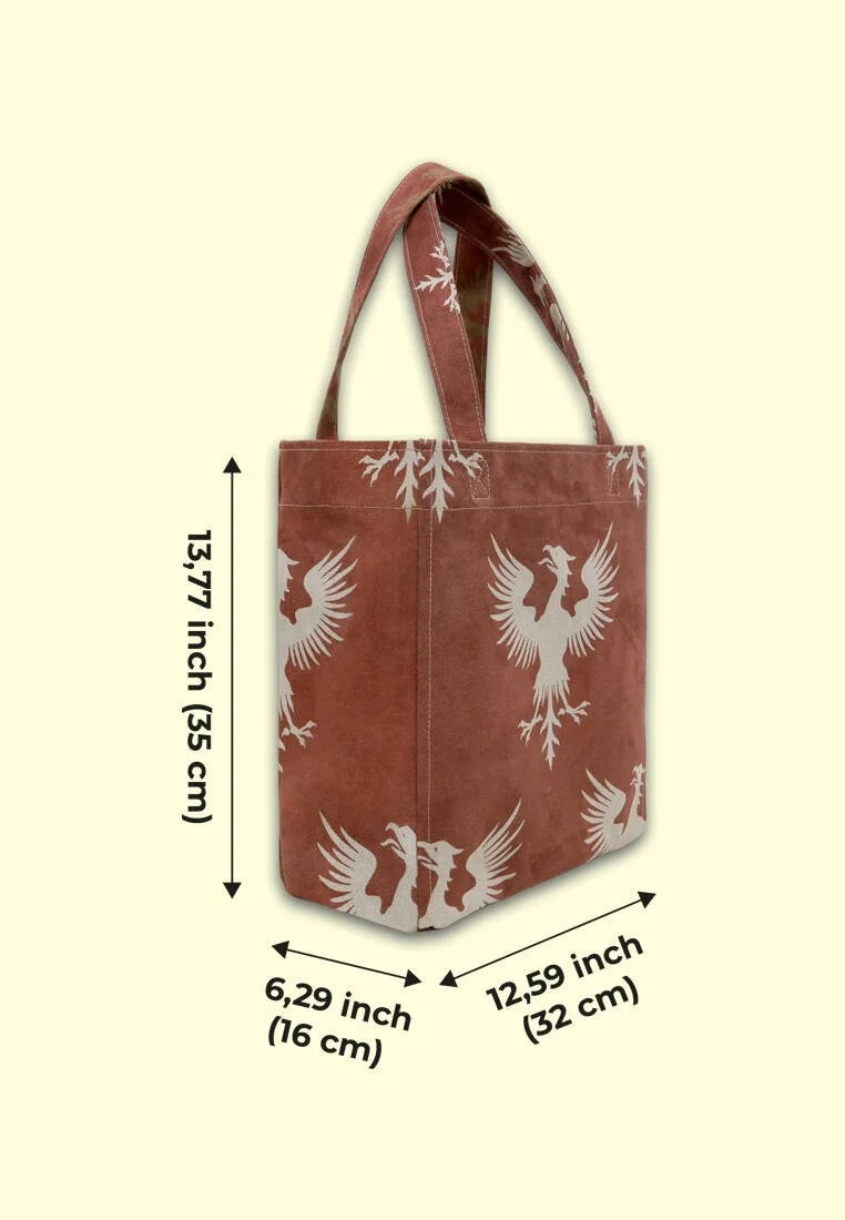 Kadın Vegan Turuncu Large Tote Bag - Mythical Creatures Tasarım