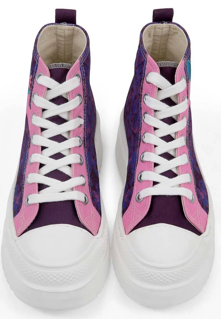 Women Vegan Multicolor Platform High Sneakers - Lady Fluff Hug Design
