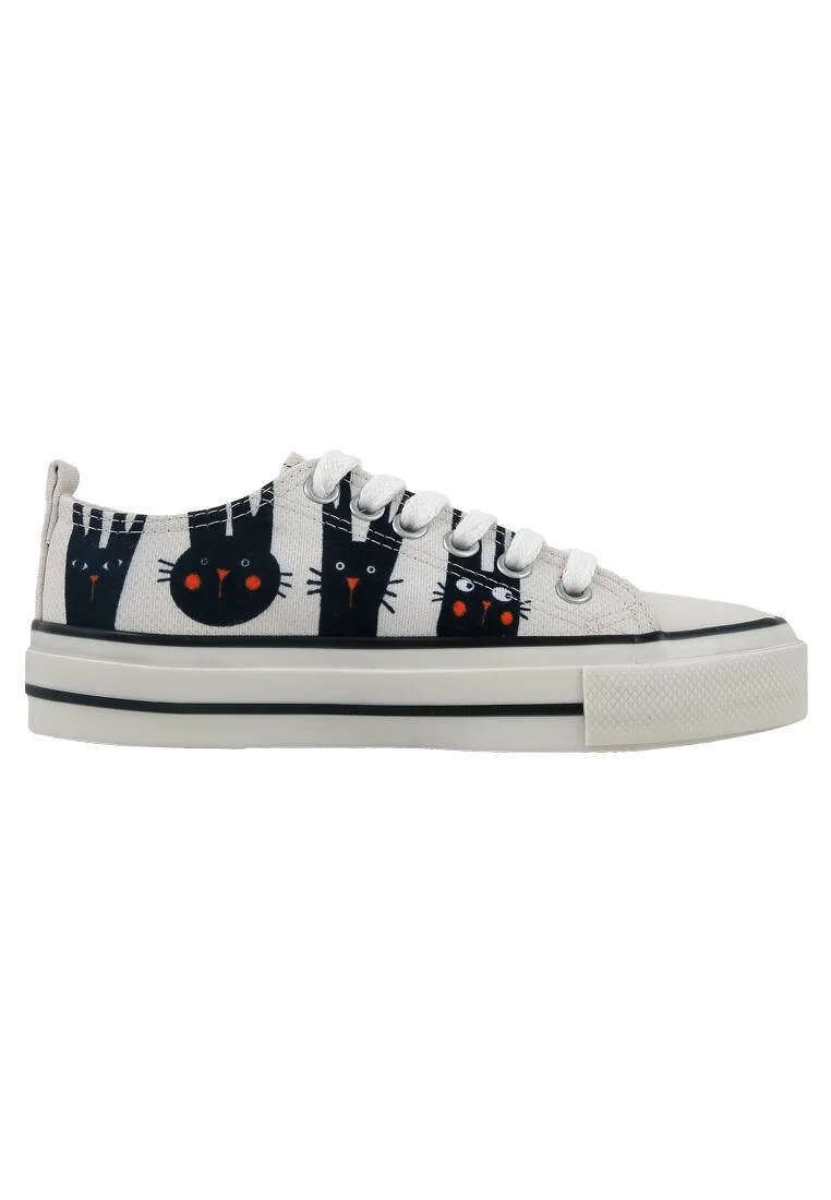 Women Vegan White Sneakers - Line of Rabbits Design